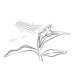 Dragonfly on Lush Foliage Dot to Dot Worksheet