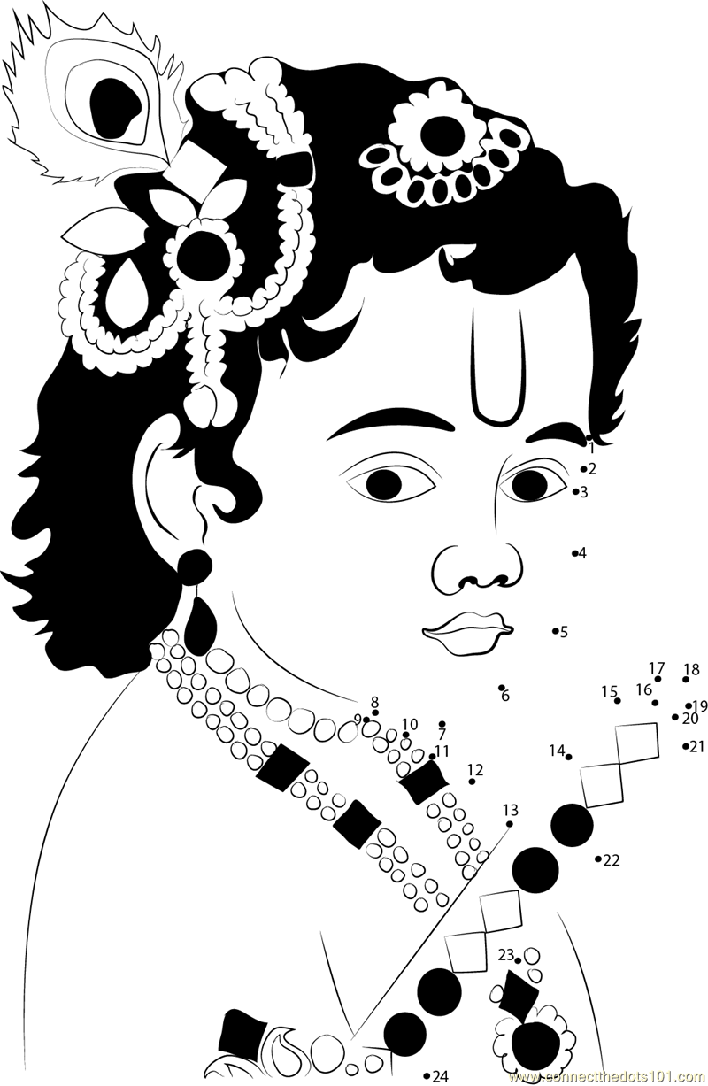 Laddu Gopal dot to dot printable worksheet - Connect The Dots