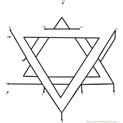 Jew Star Dot to Dot Worksheet