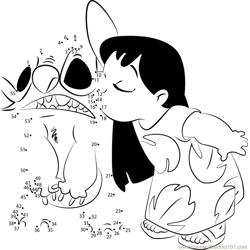 Lilo and stitch love Dot to Dot Worksheet