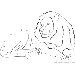Lion Sitting Dot to Dot Worksheet