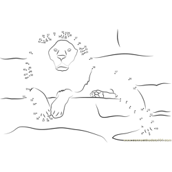 Lion Sitting on Rocks Dot to Dot Worksheet