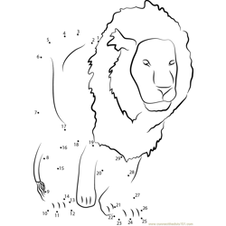 Lion Dot to Dot Worksheet