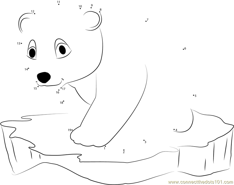 Little Polar Bear on Ice Surface