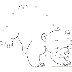 Little Polar Bear Playing Dot to Dot Worksheet