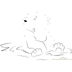 Little Polar Bear Sitting in Water Dot to Dot Worksheet