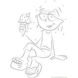 Lizzie McGuire Eating Ice Cream Dot to Dot Worksheet