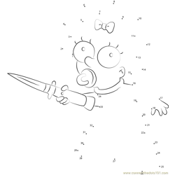 Maggie Simpson with a Knife Dot to Dot Worksheet