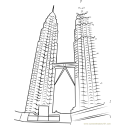 Petronas Towers Kuala Lumpur Malaysia Dot to Dot Worksheet