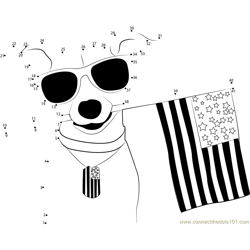 Happy Memorial Day Dog Dot to Dot Worksheet