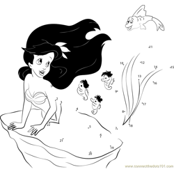 Ariel Friends the Little Mermaid Dot to Dot Worksheet