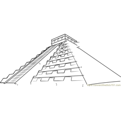 Chichen Itza Pyramid Mexico Dot to Dot Worksheet