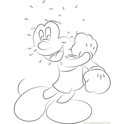Joyful Mickey Mouse Dot to Dot Worksheet