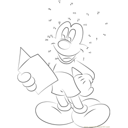 Mickey Mouse Reading a Book Dot to Dot Worksheet
