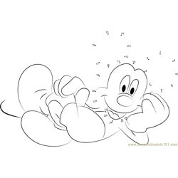 Mickey Mouse Ready to Sleep Dot to Dot Worksheet