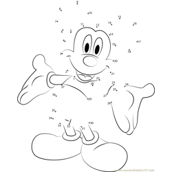 Mickey Mouse Smiling Dot to Dot Worksheet