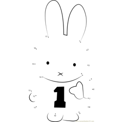 Miffy Number One Dot to Dot Worksheet