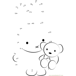 Miffy with Teddy Bear Dot to Dot Worksheet
