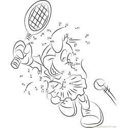 Minnie Mouse Play Badminton Dot to Dot Worksheet