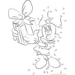 Minnie Mouse taking Gift Dot to Dot Worksheet