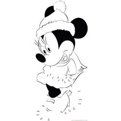 Minnie mouse santa look Dot to Dot Worksheet