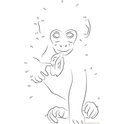 Baby Monkey Eating Leaf Dot to Dot Worksheet