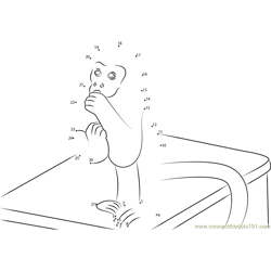 Monkey Sitting On Bench Dot to Dot Worksheet