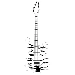 Flaming Guitar Creation Dot to Dot Worksheet