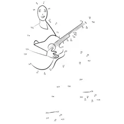 Musical Journey with Guitarist Dot to Dot Worksheet