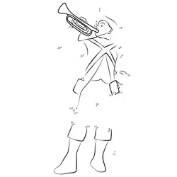 American Soldier Playing Trumpet Dot to Dot Worksheet