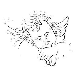 Sweet Angelic Sleepy Cherub Dot to Dot Worksheet