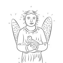 Gentle Angel with Dove Dot to Dot Worksheet