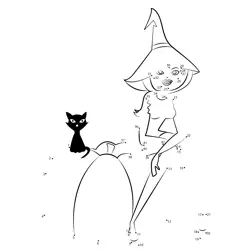 Halloween Witch Pumpkin Scene Dot to Dot Worksheet