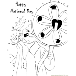 Happy National Day Dot to Dot Worksheet