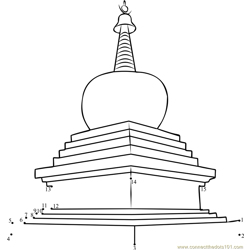 European Buddhist Monastery Dot to Dot Worksheet