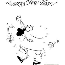 Drinking Lady Celebrating New Year Dot to Dot Worksheet