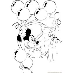 Happy New Year Mickey Mouse Dot to Dot Worksheet