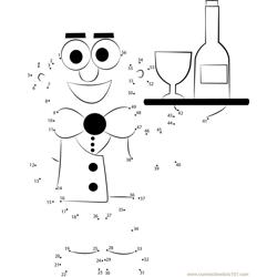 Happy New Year Waiter Serving Dot to Dot Worksheet