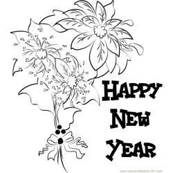 Happy New Year Flowers Dot to Dot Worksheet