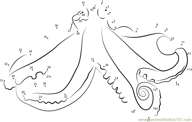 Octopus Up dot to dot printable worksheet Connect The Dots