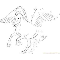 Beautiful White Pegasus Dot to Dot Worksheet