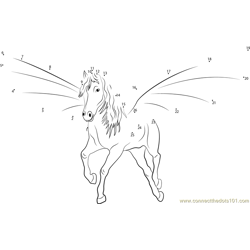 Pegasus Golden Wings Black Dot to Dot Worksheet