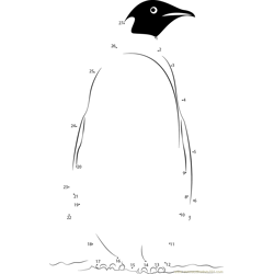 Emperor Penguin Sliding on Ice Dot to Dot Worksheet
