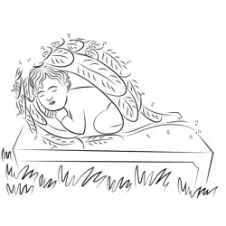 Newborn taking comfortable nap Dot to Dot Worksheet