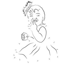 Smiling Infant with Flower Adornment Dot to Dot Worksheet