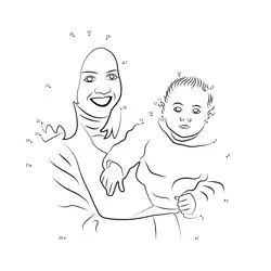 Joyful Mother Embraces Infant Dot to Dot Worksheet