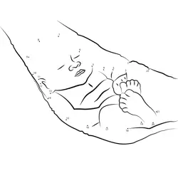 Peaceful Newborn Slumber Scene Dot to Dot Worksheet