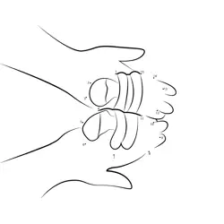 Hands holding tiny baby shoes Dot to Dot Worksheet