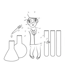 Young Scientist in Lab Dot to Dot Worksheet