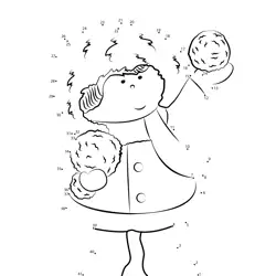 Winter character with snowballs Dot to Dot Worksheet